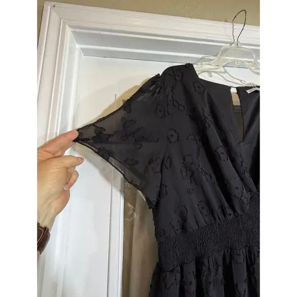 NWT Baltic Born Women Black Evelyn Smocked Maxi Dress Long Sleeve Romantic - Picture 8 of 12